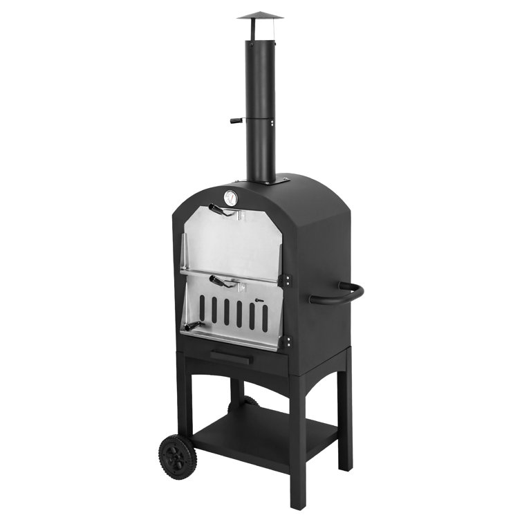 Esright Steel Freestanding WoodFired Pizza Oven in Black & Reviews